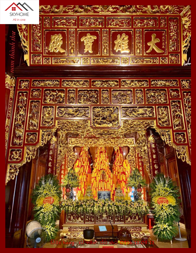 Hoành phi gỗ phòng thờ chữ đại hùng bảo điện mẫu 3